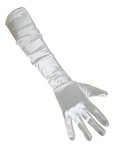 PartyXplosion Damen Handschuhe Elegante ca. 48-52 cm lange Satin Handschuhe Karneval, Weiß, One Size (Einheitsgröße) von PartyXplosion