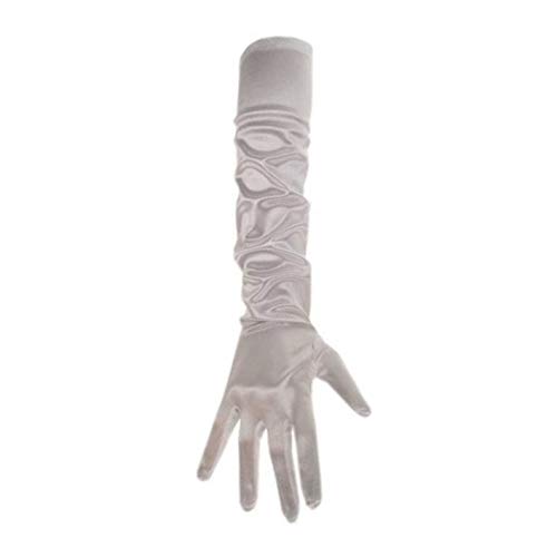 PartyXplosion Damen Handschuhe Elegante ca. 48-52 cm lange Satin Handschuhe Karneval, Silbern, One Size (Einheitsgröße) von PartyXplosion