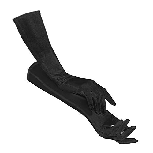 PartyXplosion Damen Handschuhe Elegante ca. 52 cm lange Satin Handschuhe Karneval (12074), Schwarz, One Size von PartyXplosion