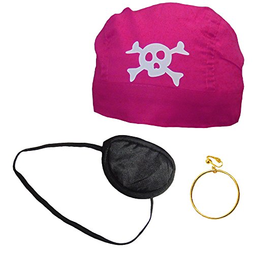 Partybob Piratenkostüm-Set - Piraten Accessoires (Pink) von Partybob