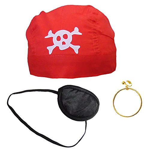 Partybob Piratenkostüm-Set - Piraten Accessoires (Rot) von Partybob