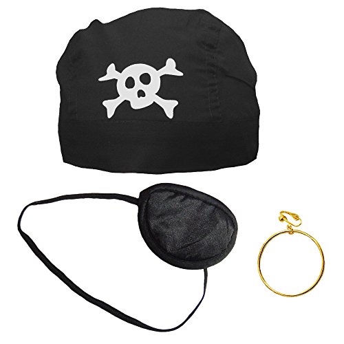 Partybob Piratenkostüm-Set - Piraten Accessoires (Schwarz) von Partybob