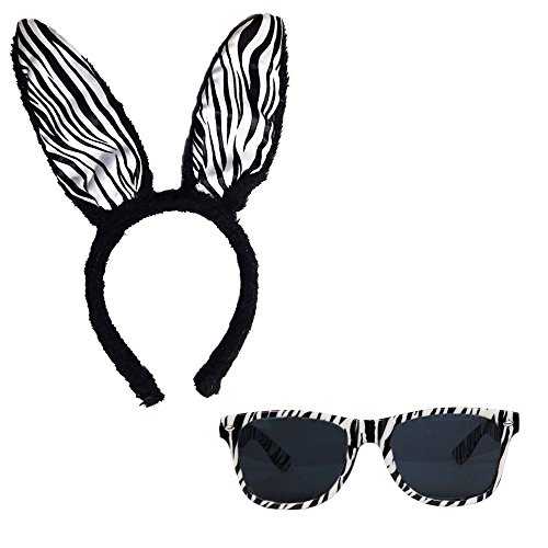 Partybob Zebra Kostüm-Accessoires - Ohren + Brille Set von Partybob