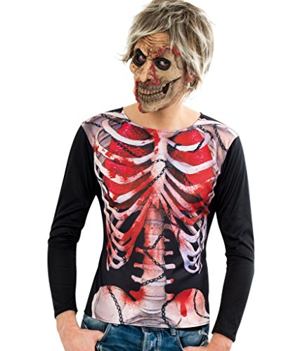 Halloween Zombie-Shirt, schwarz mit Skelett Aufdruck, Langarm, Gr. L+XL *NEU bei Pibivibi (L) von Partychic