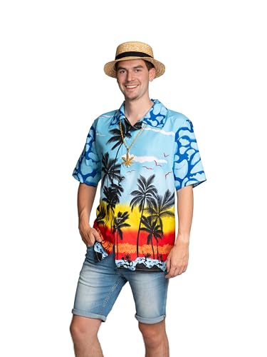 Partychimp Hawaii Hemd Männer Hawaiihemd Herren Kurzarm, Palmen Kostüm Sommerparty Sommerhemd Hawaiianische Kleidung, Blau - Größe 2XL Partychimp Hawaii Hemd Männer Hawaiihemd Herren Kurzarm, Palmen Kostüm Sommerparty Sommerhemd Hawaiianische Kleidung, Blau - Größe 2XL von Partychimp