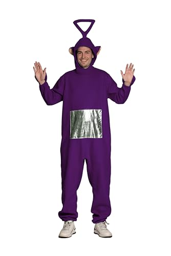 Partychimp Tv Charakter Kostüm Erwachsene, Plüsch Onesie, Rollenspiel Erwachsene Kostüm, Jumpsuit Pyjama mit Kapuze Unisex, Lila - Größe XL Partychimp Tv Charakter Kostüm Erwachsene, Plüsch Onesie, Rollenspiel Erwachsene Kostüm, Jumpsuit Pyjama mit Kapuze Unisex, Lila - Größe XL von Partychimp