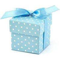 Blau-weiß gepunktete Geschenkboxen im 10er Pack, 5,2cm x 5,2cm Blau-weiß gepunktete Geschenkboxen im 10er Pack, 5,2cm x 5,2cm von Partydeco PL