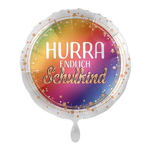 1 Ballon - Hurra endlich Schulkind ca.43cm, ungefüllt 1 Ballon - Hurra endlich Schulkind ca.43cm, ungefüllt von PartyDeco