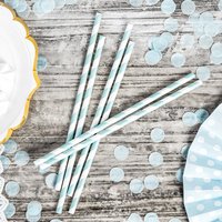 10 Papiertrinkhalme, hellblau-weiß gestreift, 19,5cm 10 Papiertrinkhalme, hellblau-weiß gestreift, 19,5cm von Partydeco