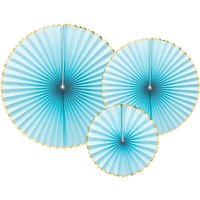 Fächerblumen in hellblau mit Gold, 3 Stück von Partydeco