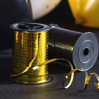 Geschenkband in gold glänzend, Kunststoff, 225m x 5mm Geschenkband in gold glänzend, Kunststoff, 225m x 5mm von Partydeco