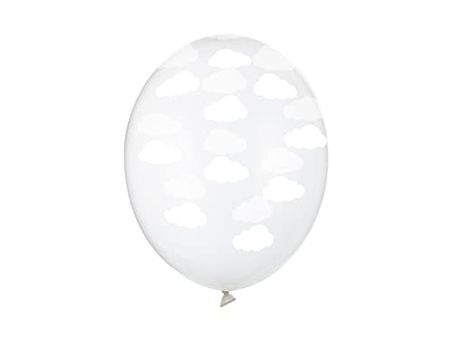 Luftballons Wolken 30cm 6er Set mit Aufdruck Latex Geburtstag Ballondeko Partyballons transparent von PartyDeco