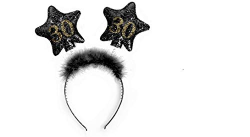 30th Birthday 30. Geburtstag Haarreifen / Kopfband - schwarz Einheitsgröße von Partydeko