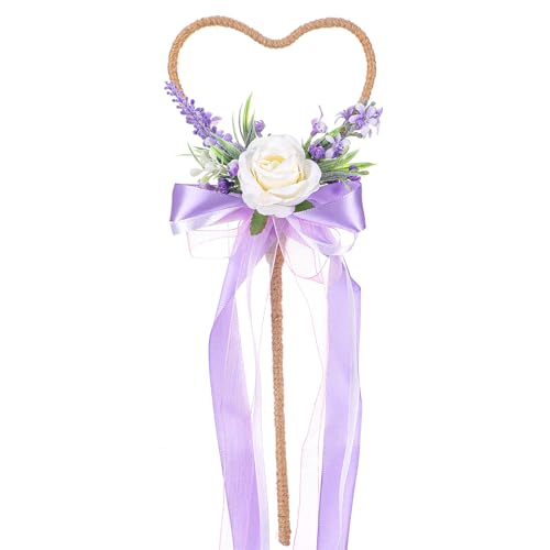 PartyforU Blumenmädchen Zauberstab Hochzeit - Lila Blumenmädchen Zauberstab Fee Zauberstab Herzförmiger Zauberstab mit Band für Prinzessin Wald Hochzeit Zubehör Geschenk Verlobung Fotoshooting PartyforU Blumenmädchen Zauberstab Hochzeit - Lila Blumenmädchen Zauberstab Fee Zauberstab Herzförmiger Zauberstab mit Band für Prinzessin Wald Hochzeit Zubehör Geschenk Verlobung Fotoshooting von PartyforU