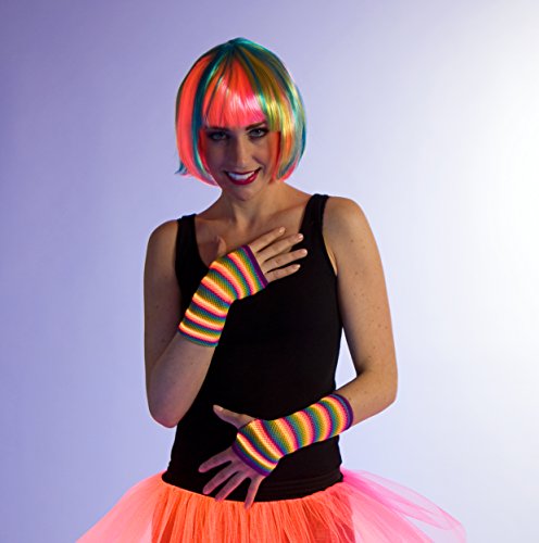 fingerlose Netzhandschuhe bunt, Schwarzlicht tauglich fingerlose Netzhandschuhe bunt, Schwarzlicht tauglich von Partygiganten