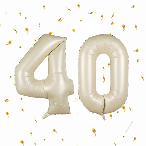 Geburtstag zahlen luftballon 20 jahre | Folienballon Beige- Folienballon in 40"-101cm Geburtstagsdeko - Ballon Zahl Deko zum Geburtstag fliegt mit Helium für Männer Frauen 20.Geburtstagsparty Jubiläum von Partyhausy