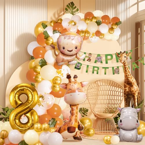 8. Geburtstag Junge Mädchen 8 Jahr Dschungel Geburtstag Dekoration Waldtiere, Safari Luftballons 8 Kindergeburtstag Deko,Tiere Geburtstagsdeko von Partyhausy