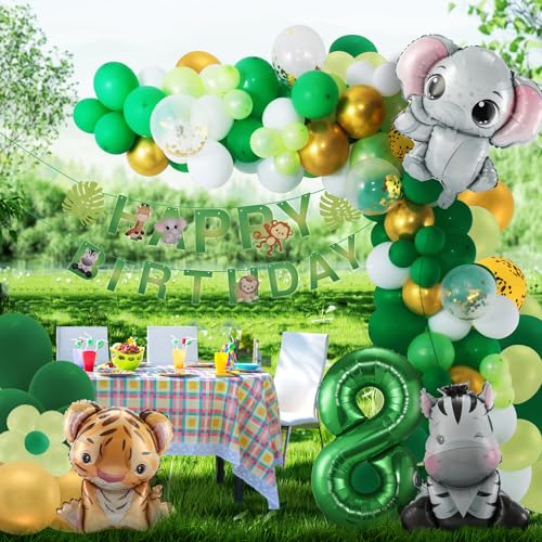 8. Geburtstag Junge Mädchen 8 Jahr Dschungel Geburtstag Dekoration Waldtiere Folienballon, Safari Folienballon Kindergeburtstag Deko Wild Dschungel Deko,Tiere Luftballon Geburtstagsdeko von Partyhausy