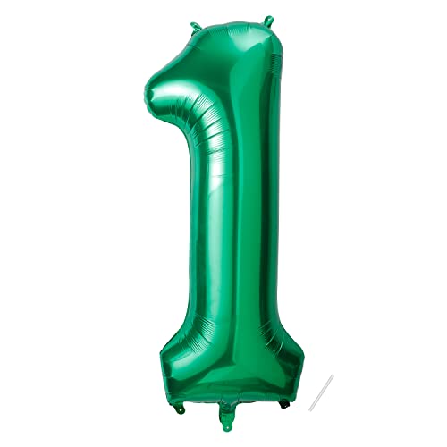 Geburtstag zahlen luftballon 1 jahre | Folienballon 1 XXL grün-Riesen Folienballon in 40" - 101cm Geburtstagsdeko - Ballon Zahl Deko zum Geburtstag - fliegt mit Helium von Partyhausy