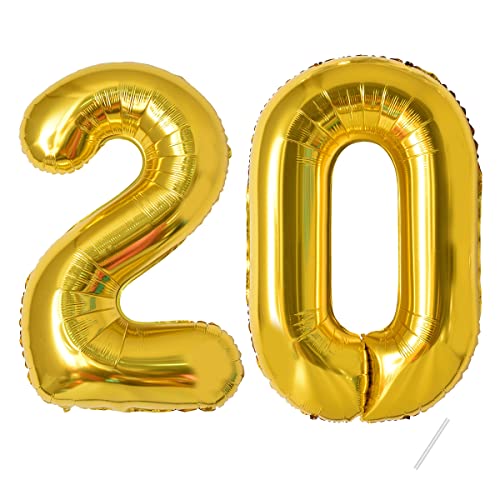 Geburtstag zahlen luftballon 20 jahre | Folienballon Gold- Folienballon in 40"-101cm Geburtstagsdeko - Ballon Zahl Deko zum Geburtstag fliegt mit Helium für Männer Frauen 20.Geburtstagsparty Jubiläum Geburtstag zahlen luftballon 20 jahre | Folienballon Gold- Folienballon in 40"-101cm Geburtstagsdeko - Ballon Zahl Deko zum Geburtstag fliegt mit Helium für Männer Frauen 20.Geburtstagsparty Jubiläum von Partyhausy