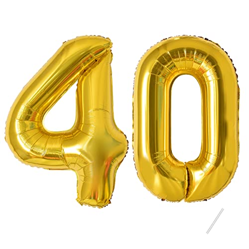 Geburtstag zahlen luftballon 40 jahre | Folienballon Gold- Folienballon in 40"-101cm Geburtstagsdeko - Ballon Zahl Deko zum Geburtstag fliegt mit Helium für Männer Frauen 40.Geburtstagsparty Jubiläum von Partyhausy