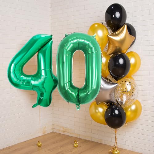 Geburtstag zahlen luftballon 40 jahre | Folienballon Grün- Folienballon in 40"-101cm Geburtstagsdeko - Ballon Zahl Deko zum Geburtstag fliegt mit Helium für Männer Frauen 40.Geburtstagsparty Jubiläum von Partyhausy