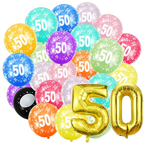 Geburtstag zahlen luftballon 50 jahre und 20Pcs 30cm Luftballons- Folienballon in 40"-101cm Geburtstagsdeko - Ballon Zahl Deko zum Geburtstag fliegt mit Helium für Männer Frauen 50.Geburtstagsparty von Partyhausy