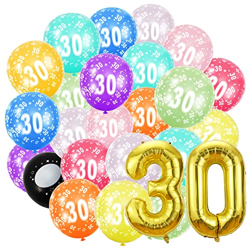 Geburtstag zahlen luftballon 30 jahre und 20Pcs 30cm Luftballons- Folienballon in 40"-101cm Geburtstagsdeko - Ballon Zahl Deko zum Geburtstag fliegt mit Helium für Männer Frauen 30.Geburtstagsparty von Partyhausy