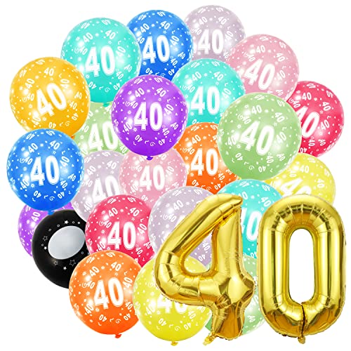 Geburtstag zahlen luftballon 40 jahre und 20Pcs 30cm Luftballons- Folienballon in 40"-101cm Geburtstagsdeko - Ballon Zahl Deko zum Geburtstag fliegt mit Helium für Männer Frauen 40.Geburtstagsparty von Partyhausy