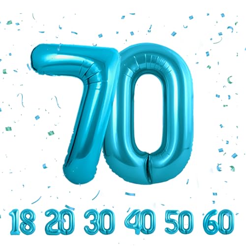 Zahlen luftballon 70 jahre | Blau Folienballon-40"70 Geburtstagsdeko -70 Ballon Zahl Deko zum Geburtstag fliegt mit Helium 70.Geburtstag für Männer Frauen 70.Geburtstagsparty Jubiläum von Partyhausy