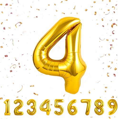 balloon Geburtstag zahlen Gold luftballon 4 jahre | Folienballon 1 -Riesen Folienballon in 40" - 101cm Geburtstagsdeko - Ballon Zahl Deko zum Geburtstag - fliegt mit Helium balloon Geburtstag zahlen Gold luftballon 4 jahre | Folienballon 1 -Riesen Folienballon in 40" - 101cm Geburtstagsdeko - Ballon Zahl Deko zum Geburtstag - fliegt mit Helium von Partyhausy