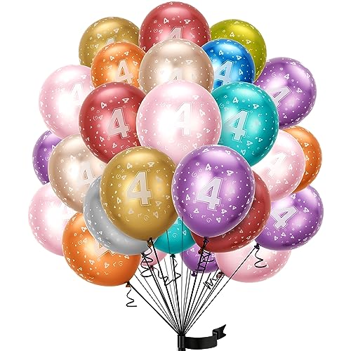 balloon Geburtstag zahlen luftballon 4 jahre | Folienballon 4. 15Pcs 32m Luftballons Mädchen Junge Geburtstagsdeko-Ballon Zahl Deko zum Geburtstag-fliegt mit Helium von Partyhausy