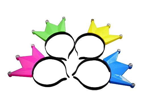 Partyknicklichter 4 LED Haarreifen mit Krone in 4 Farben (pink, grün, gelb, blau) für Geburtstag, Events, Konzert, Roland Kaiser von Partyknicklichter