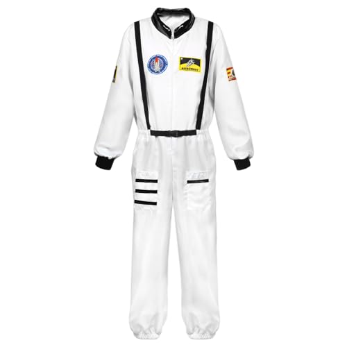 Partymall Herren Astronaut Raumfahrer Kostüm Space Kostüm Rollenspiel für Halloween Cosplay Karneval Fasching für Erwachsene Weiß (L) von Partymall
