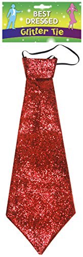 Riesen-Krawatte mit Glitzer, für Kostüme im Stil der 60er / 70er / 80er Jahre, Rot von Partypackage Ltd