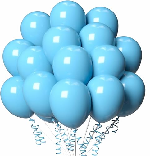 Luftballons Geburtstag [100 Stück] • 30cm Premium Ballons • für Luft und Helium • Deko Dekoration Kindergeburtstag Partydeko Party, Farbe: Mittelblau von PartyPal