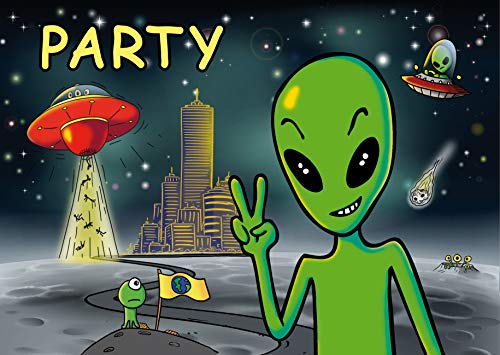 16-teiliges Einladungskarten-Set * Alien * für Kindergeburtstag und Mottoparty | bestehend aus 8 Einladungen und 8 Umschlägen | Kinder Geburtstag Party All Weltraum Space Ausserirdische 16-teiliges Einladungskarten-Set * Alien * für Kindergeburtstag und Mottoparty | bestehend aus 8 Einladungen und 8 Umschlägen | Kinder Geburtstag Party All Weltraum Space Ausserirdische von Partystrolche
