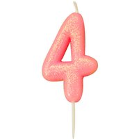 Glitter Kerze Pink Zahl 4, 1 Stk. Glitter Kerze Pink Zahl 4, 1 Stk. von Partystrolche