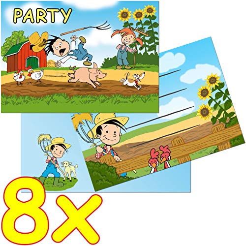 Partystrolche 16-teiliges Einladungskarten-Set * Bauernhof + Tiere * für Kindergeburtstag und Mottoparty | mit 8 Einladungen und 8 Umschlägen | Bauer Flo mit Bauernhoftiere | Farm Kinder Geburtstag Partystrolche 16-teiliges Einladungskarten-Set * Bauernhof + Tiere * für Kindergeburtstag und Mottoparty | mit 8 Einladungen und 8 Umschlägen | Bauer Flo mit Bauernhoftiere | Farm Kinder Geburtstag von Partystrolche