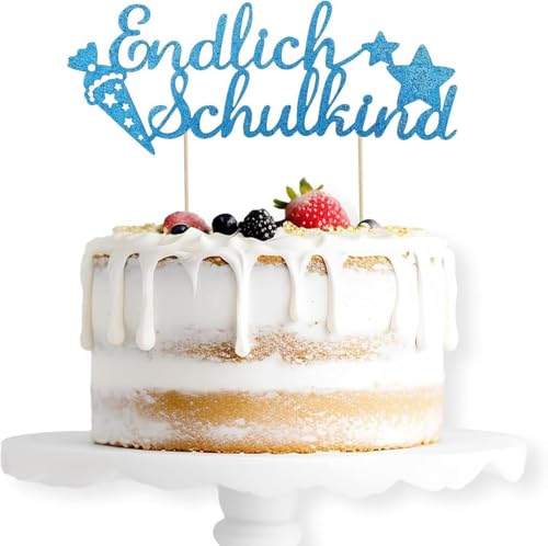 2025 Endlich Schulkind Cake Topper (Blau) von Partyzeit