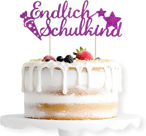 2025 Endlich Schulkind Cake Topper (Lila) von Partyzeit