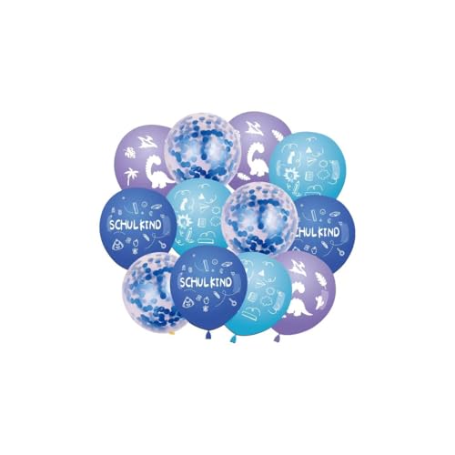 24 Stück Schulkind Luftballon Einschulung Deko Junge Schulanfang Schuleinführung Deko Schulkind deko Ballons für Schulkind - 4 Farben Ballons Farbmix Jungs Mädchen Einschulung Party (Blau) von Partyzeit