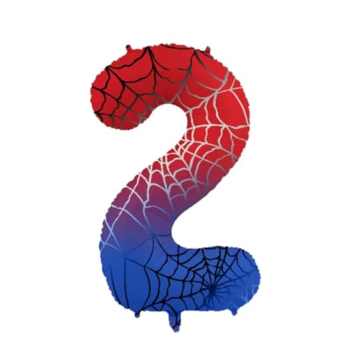 40 Zoll Spider Zahlen Luftballon 1 Geburtstag Junge,Rot Blau Folienballon Zahl 1, Spinnen Geburtstagsdeko 1 Jahr Junge,Spinnenthema Geburtstagsdeko Luftballon 1. Geburtstag (Blau Rot, Nummer 2) von Partyzeit