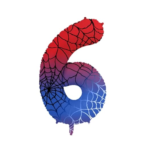 40 Zoll Spider Zahlen Luftballon 1 Geburtstag Junge,Rot Blau Folienballon Zahl 1, Spinnen Geburtstagsdeko 1 Jahr Junge,Spinnenthema Geburtstagsdeko Luftballon 1. Geburtstag (Blau Rot, Nummer 6) von Partyzeit