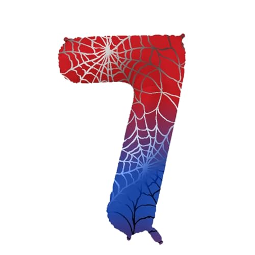 40 Zoll Spider Zahlen Luftballon 1 Geburtstag Junge,Rot Blau Folienballon Zahl 1, Spinnen Geburtstagsdeko 1 Jahr Junge,Spinnenthema Geburtstagsdeko Luftballon 1. Geburtstag (Blau Rot, Nummer 7) von Partyzeit