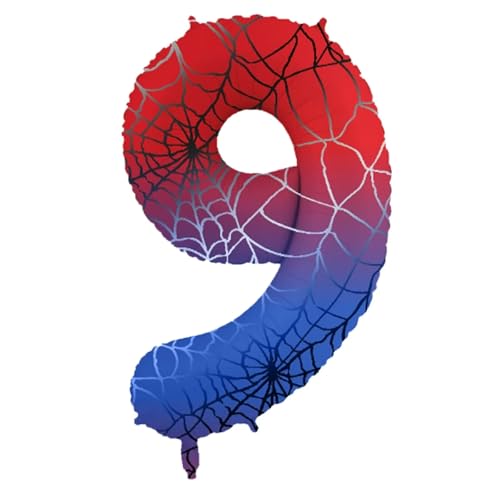 40 Zoll Spider Zahlen Luftballon 1 Geburtstag Junge,Rot Blau Folienballon Zahl 1, Spinnen Geburtstagsdeko 1 Jahr Junge,Spinnenthema Geburtstagsdeko Luftballon 1. Geburtstag (Blau Rot, Nummer 9) von Partyzeit