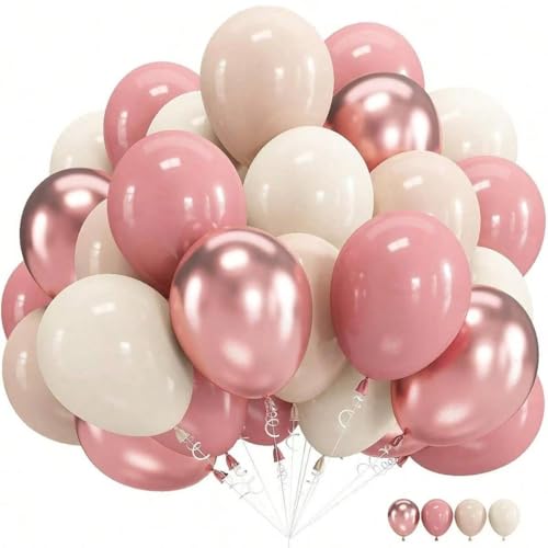 Luftballons Rosa Beige, 30 Stück Retro Aprikose Rosa Helium Luftballons, 10 Zoll Champagner Rosegold Metallic Ballons für Geburtstag Babyparty Jubiläum Braut Hochzeit Deko von Partyzeit