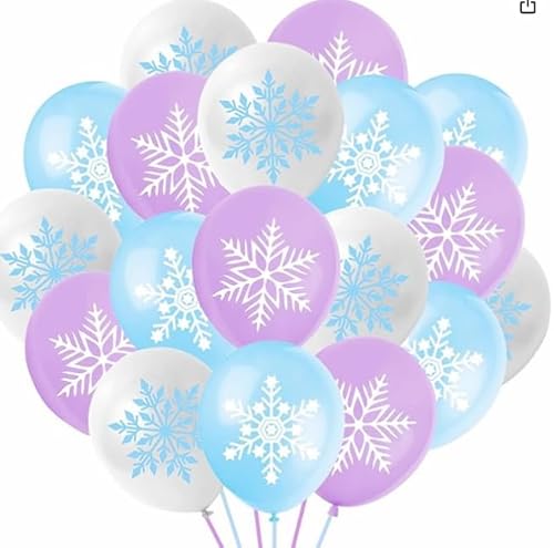 Schneeflocken Deko Luftballons Geburtstag, 12 Zoll 18 Stück Geburtstagsdeko Helium Ballons, Schneeflocke Ballon Weihnachten Deko, Snowflake Luftballon Prinzessin Geburtstag Deko (Schneeflocken-18pcs) von Partyzeit