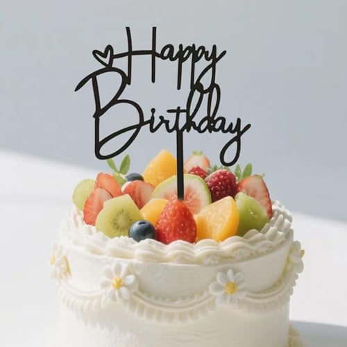 Schwarz Happy Birthday Cake Topper Acryl,Tortendeko Geburtstag,Deko Torte Geburtstag Mann Frau Mädchen Jungen,Happy Birthday Tortendeko (Schwarz 780) von Partyzeit