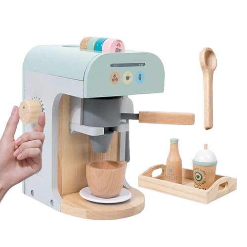 Kinder Spielzeug Kaffeemaschine - Holz Kaffeemaschine Küchenspielzeug - Lernspielzeug Homeschooling Vorschule Kindergarten | Für Kleinkinder Mädchen Kindergeburtstag Indoor Kindergarten von Pasbuteiy
